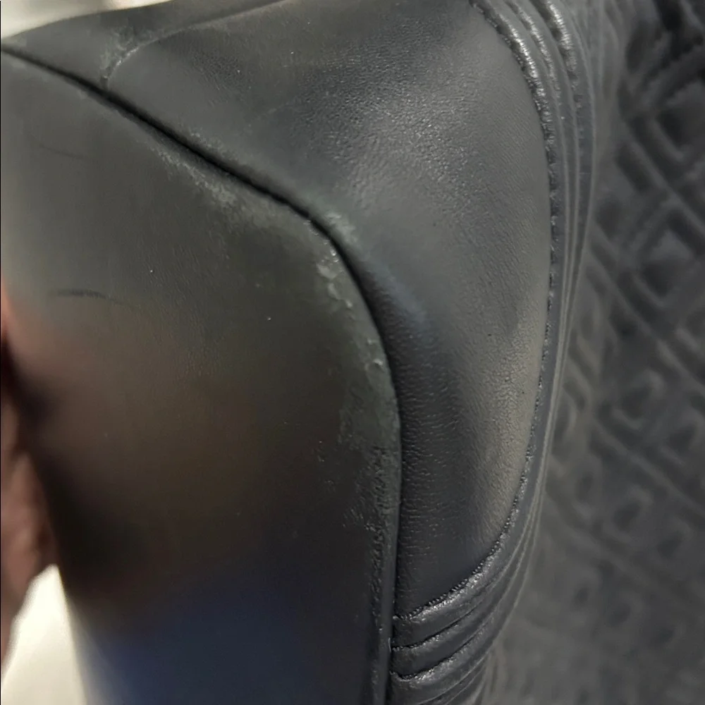 Tory Burch Fleming Black Leather Quilted Tote Bag